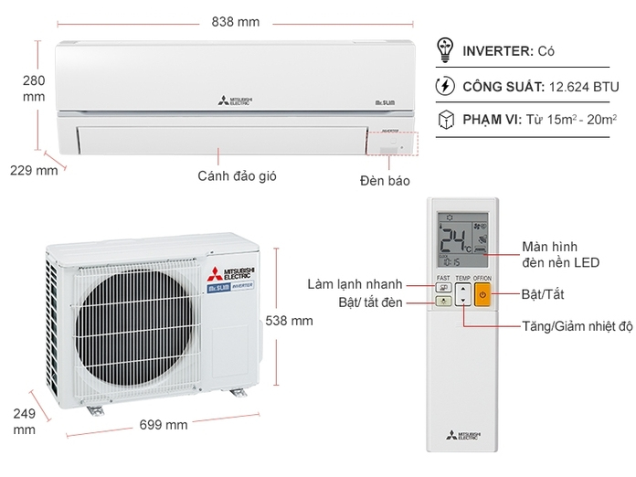 Máy lạnh Mitsubishi Electric Inverter 1.5 HP MSY/MUY-GR35VF