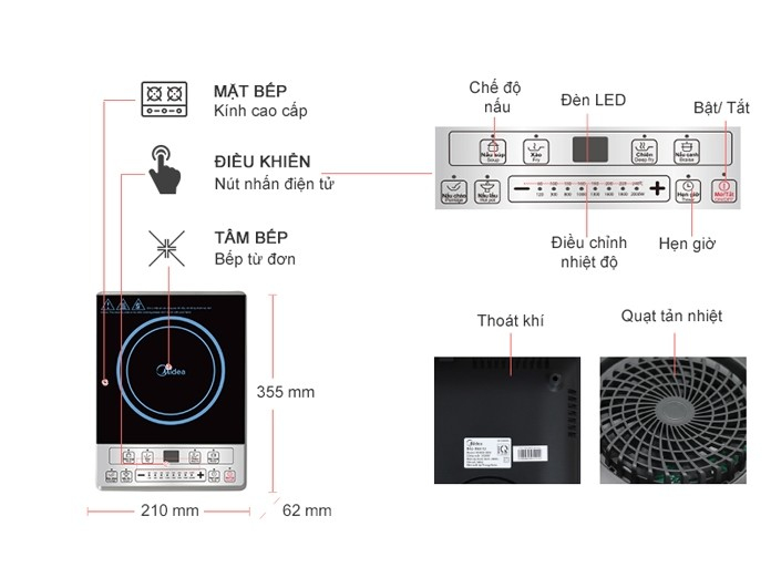 Bếp điện từ Midea MI-B2015DE