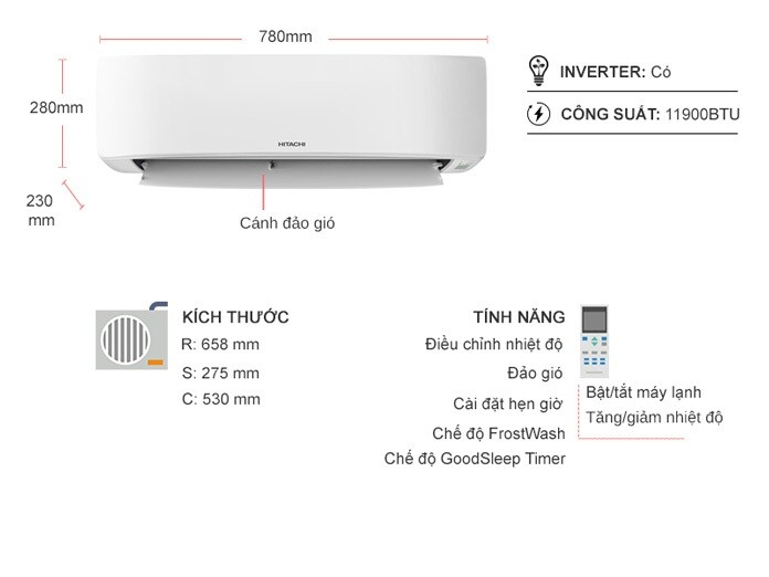 Máy lạnh Hitachi Inverter 1.5 HP RAC/RAK-DJ13PCASVX