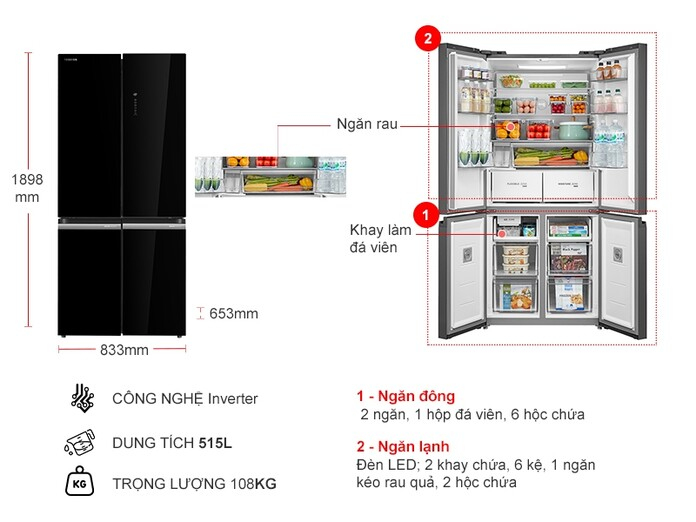 Tủ lạnh Toshiba Inverter 515 lít GR-RF665WIA-PGV(22)-XK