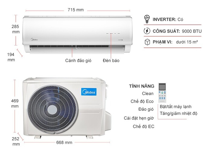 Máy lạnh Midea Inverter 1 HP MSAF6-10CDN8