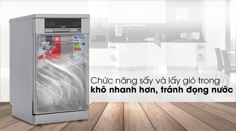 Máy rửa chén Galanz W45A3A401M-0E1 1850W - Chức năng sấy và lấy gió trong