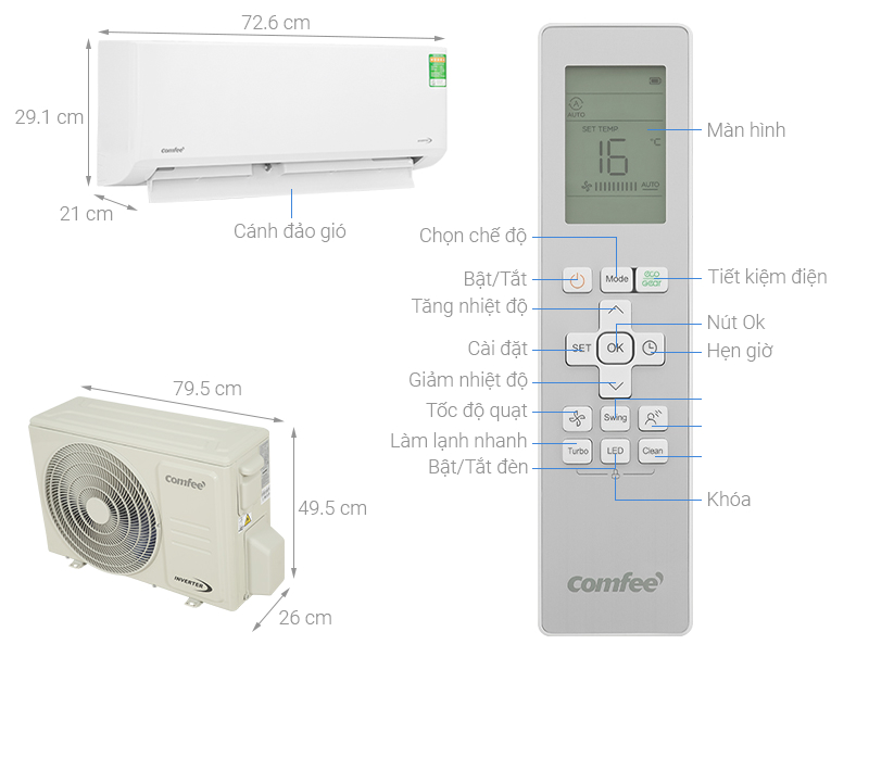 Máy lạnh Comfee Inverter 1 HP CFS-10VDGF-V