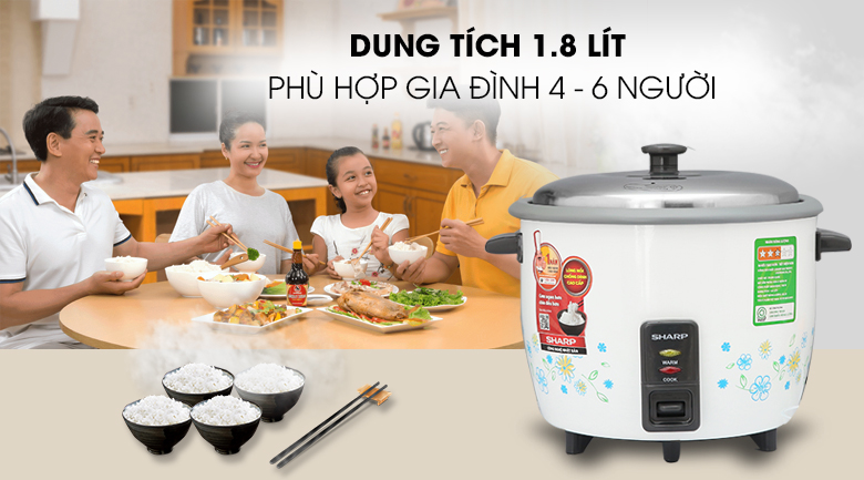 Dung tich - Nồi cơm nắp rời Sharp KSH-218SNV-SF 1.8 lít