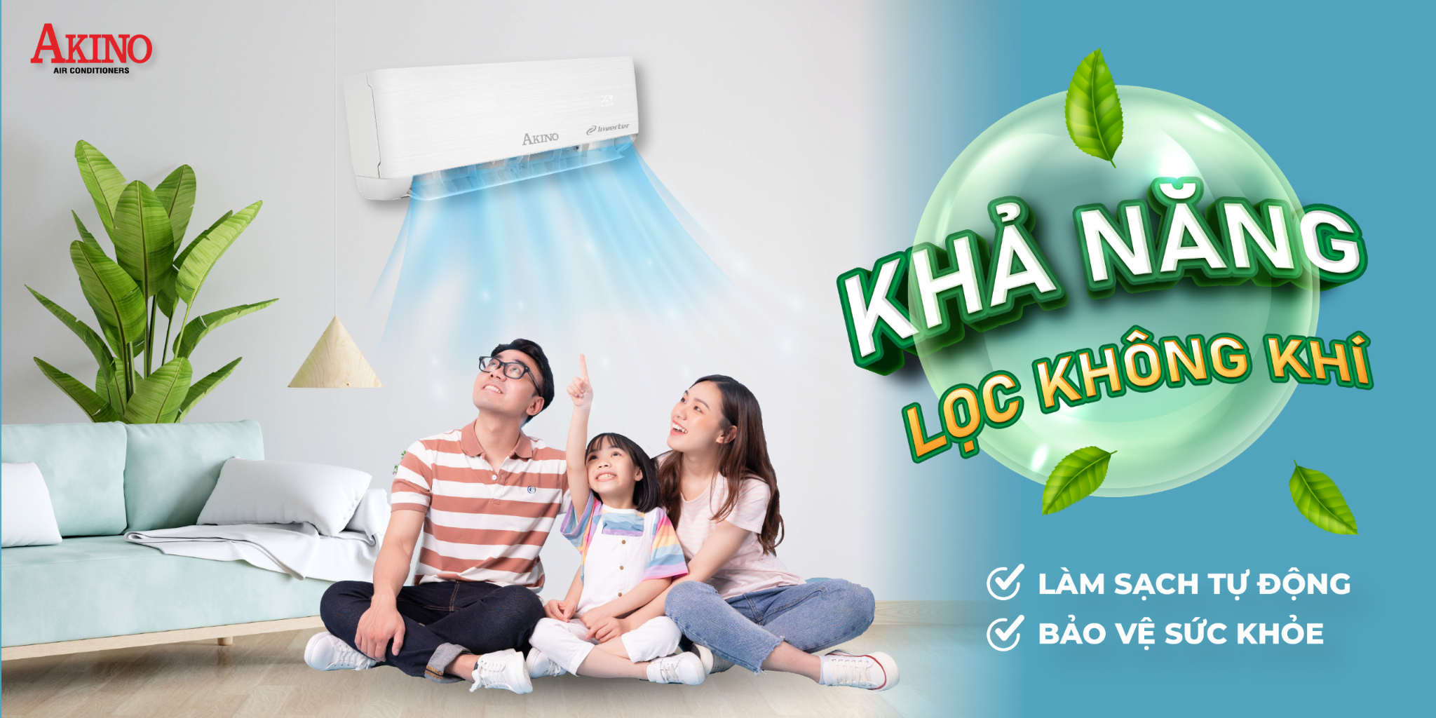 Điều hoà không khí Akino 1.0HP AKN-9CINV2FA/AKN-9HINV2FA