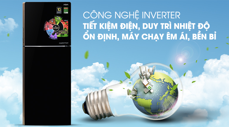 Công nghệ inverter tối ưu điện năng hiệu quả - Tủ lạnh Aqua Inveter 235 lít AQR-IG248EN (GB)