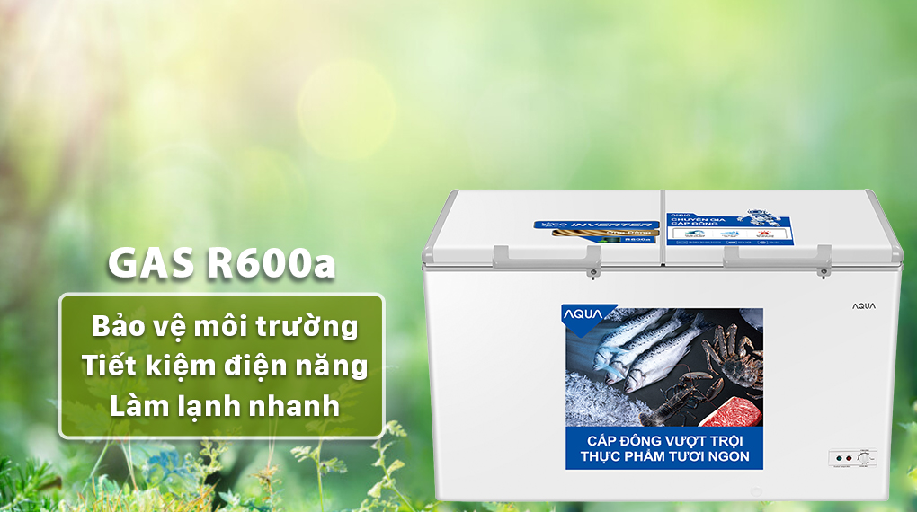 Tủ đông AQUA Inverter 295 lít AQF-C4202E - Gas R600a thân thiện môi trường
