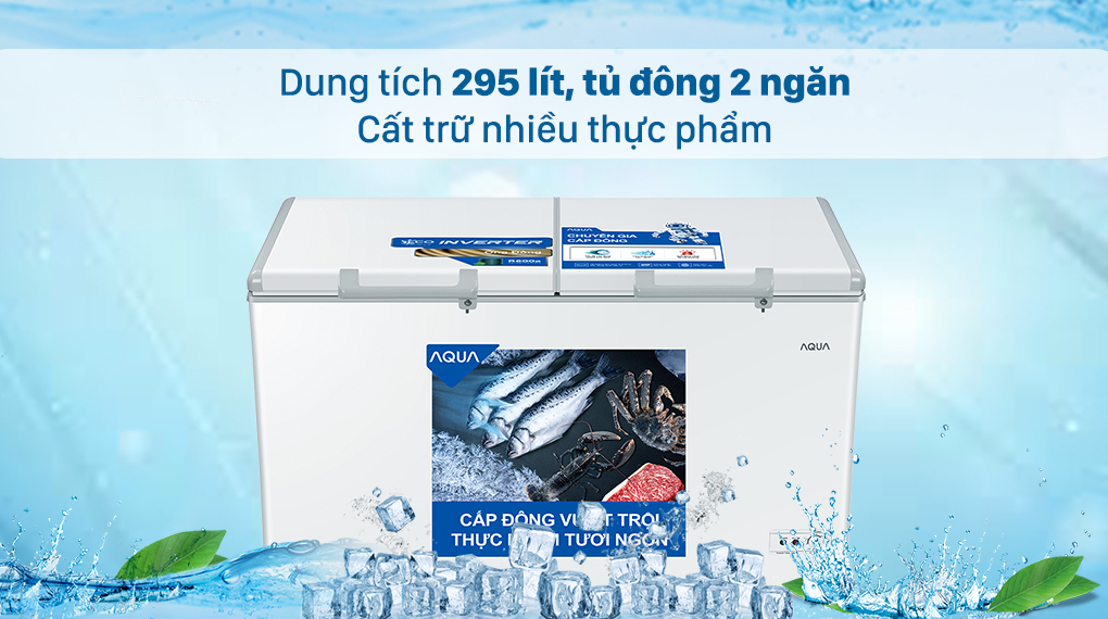 Tủ đông AQUA Inverter 295 lít AQF-C4202E - Lưu trữ nhiều thực phẩm với dung tích 295 lít