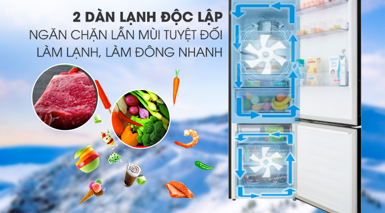 Tủ lạnh Beko Inverter 323 lít RCNT340E50VZWB  - Làm lạnh nhanh với hai dàn lạnh độc lập