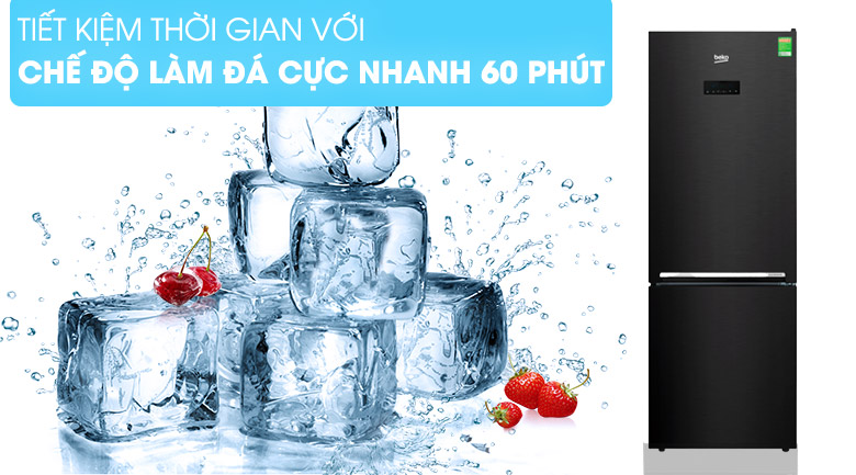 Tủ lạnh Beko Inverter 323 lít RCNT340E50VZWB  - Tiết kiệm thời gian với tốc độ làm đá nhanh
