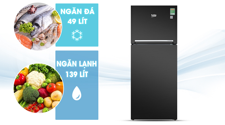 Dung tích 188 lít - Tủ lạnh Beko Inverter 188 lít RDNT200I50VWB