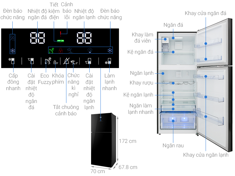 Thông số kỹ thuật Tủ lạnh Beko Inverter 392 lít RDNT440E50VZGB