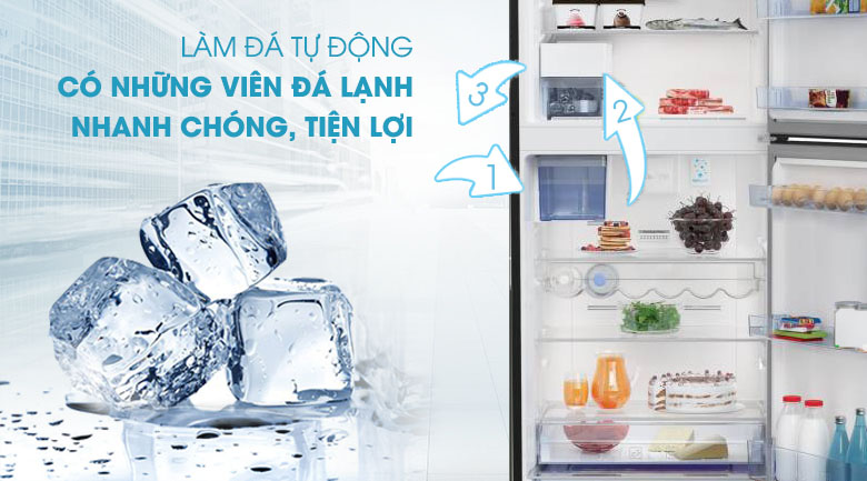 Làm đá tự động - Tủ lạnh Beko Inverter 422 lít RDNT470E50VZJGB