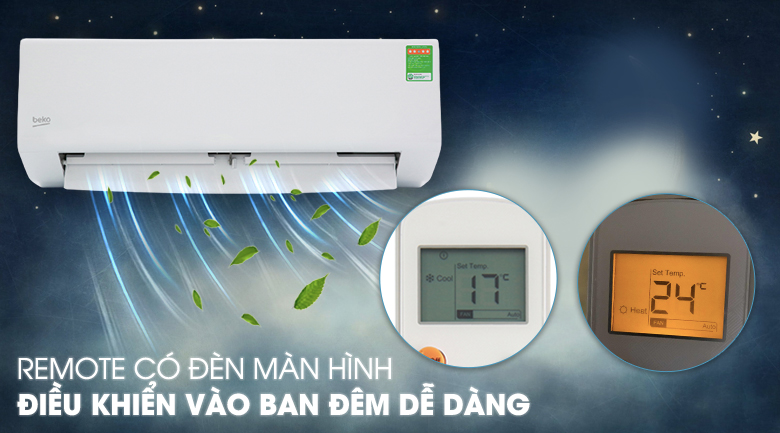 Máy lạnh Beko 1.5 HP RSSC12CV - Remote có đèn màn hình