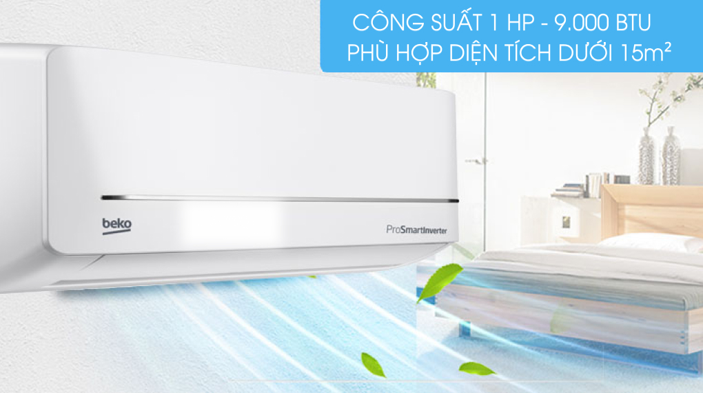 Máy lạnh Beko Inverter 1 HP RSVC09VS - Công suất làm lạnh 1 HP - 9.000 BTU