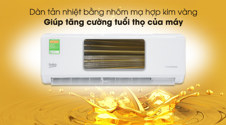 Máy lạnh Beko Inverter 1 HP RSVC09VT - Dàn tản nhiệt mạ hợp kim vàng