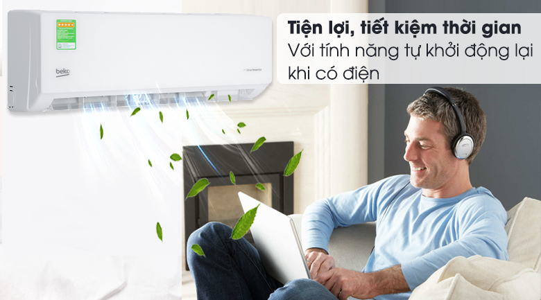 Máy lạnh Beko Inverter 1 HP RSVC09VT - Tự khởi động lại khi có điện