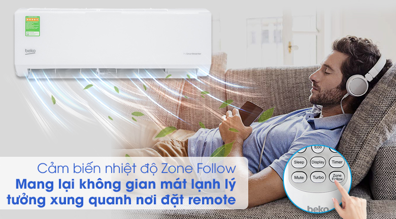 Máy lạnh Beko Inverter 1 HP RSVC09VT - Cảm biến Zone Follow