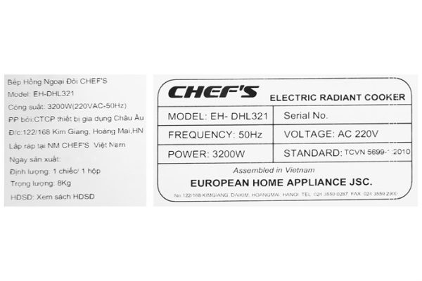 Bếp hồng ngoại đôi lắp âm Chef's EH-DHL321 6