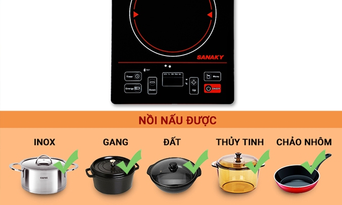 Bếp hồng ngoại Sanaky SNK-2101HG - Sử dụng cho nhiều loại nồi
