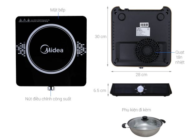 Bếp từ cơ Midea MI-K1917EF(R/B) đen / đỏ 2