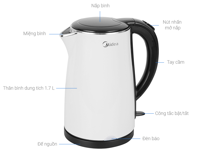 Bình đun siêu tốc Midea 1.7 lít MK-17DS