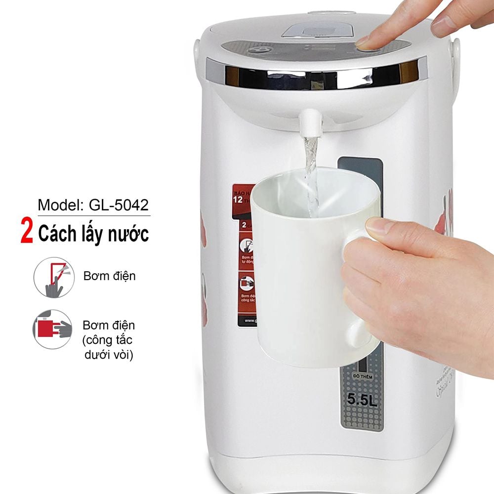 Bình thủy điện Gali GL-5055A - Hàng chính hãng