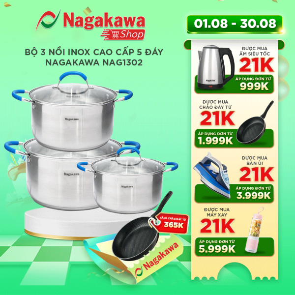 Bộ nồi inox Nagakawa NAG1302 4