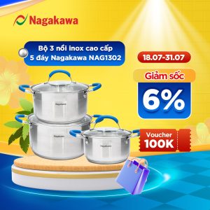 Bộ nồi inox Nagakawa NAG1302 6