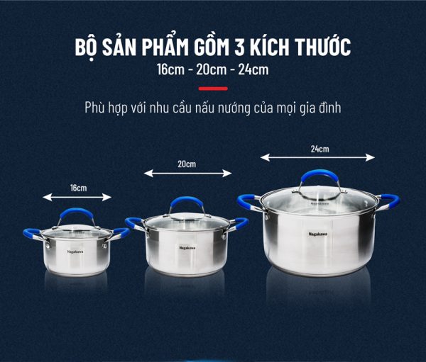 Bộ nồi inox Nagakawa NAG1302 9