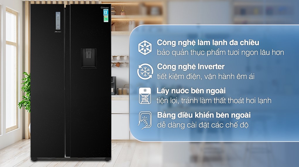 Tủ lạnh Casper Inverter 550 lít RS-570VBW - giá tốt, có mua trả góp