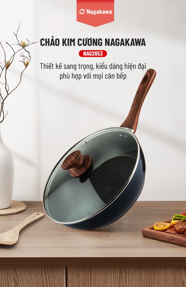 Chảo kim cương đáy từ Nagakawa NAG2653 6