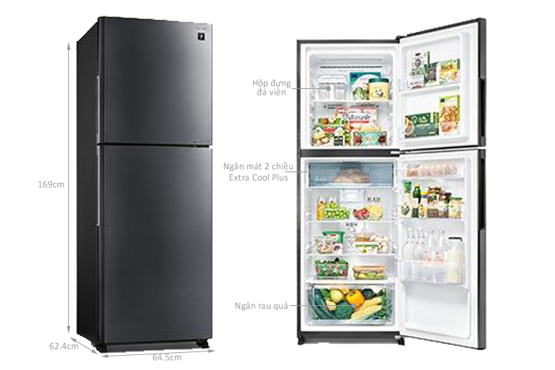 kích thước 300 lít SJ-XP322AE-DS