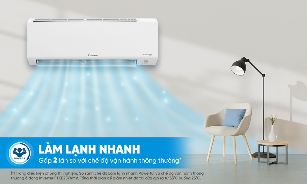 Máy lạnh Daikin Inverter 1 HP ATKB25YVMV - làm lạnh nhanh