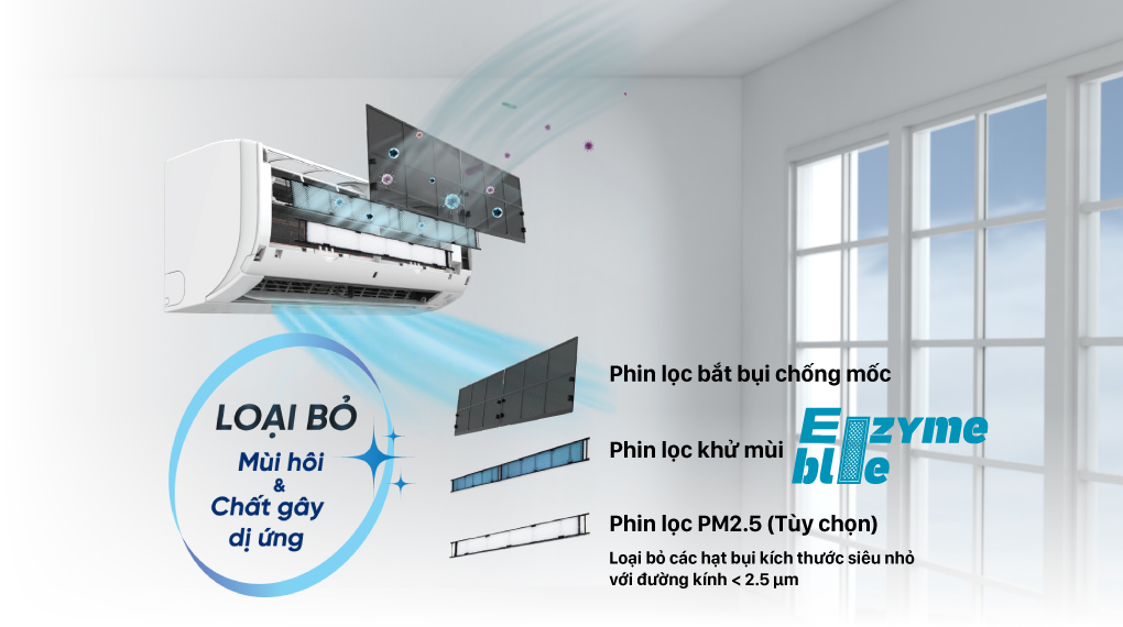 Máy lạnh Daikin Inverter 1.5 HP FTKZ35VVMV - Phin lọc Enzyme Blue