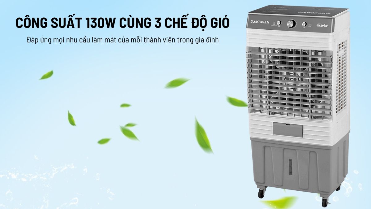 Daikiosan DM101 có công suất 130W kết hợp cùng 3 chế độ gió 