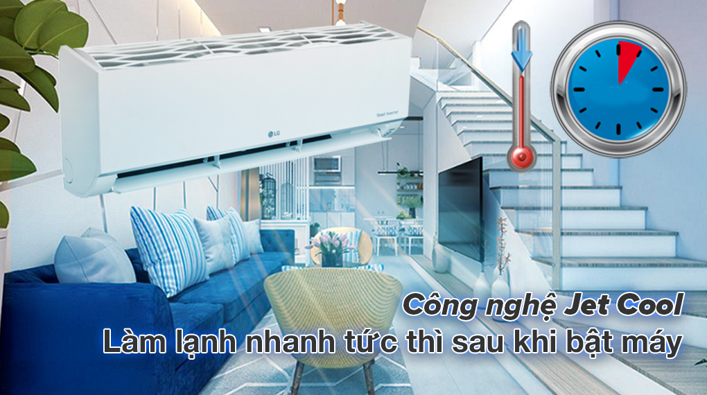 Công nghệ Jet Cool đạt nhanh đến nhiệt độ cài đặt-Dàn lạnh Multi LG Inverter 2.5 HP AMNQ24GSKB0