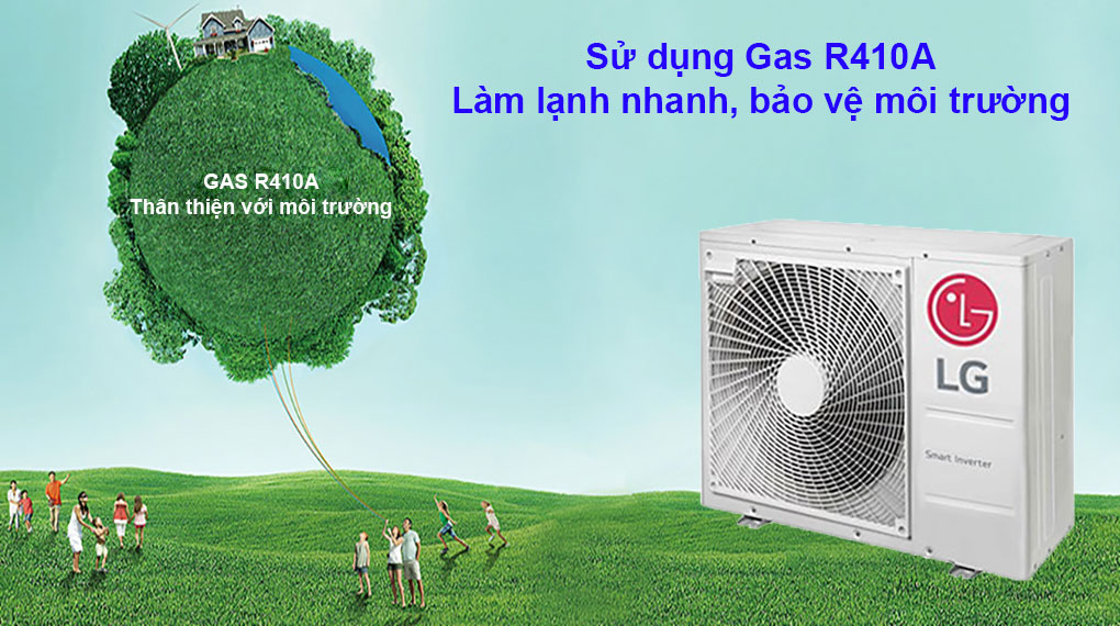 Dàn nóng Multi LG 2 HP A2UQ18GFD0 - Sử dụng gas R410A làm lạnh nhanh, bảo vệ môi trường