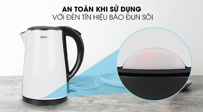 Đèn báo đun sôi - Ấm đun siêu tốc Midea 1.7 lít MK-17DS