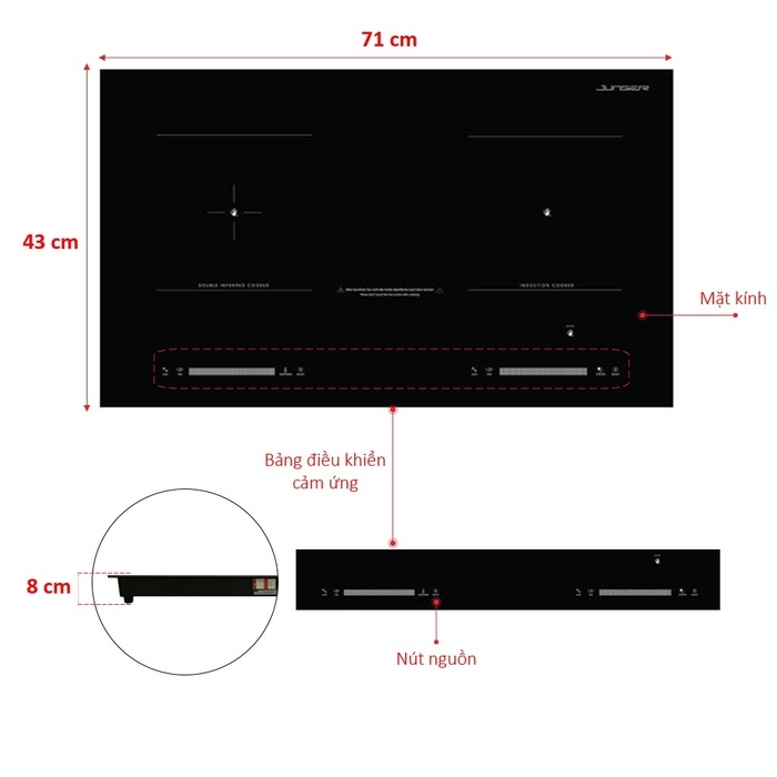 Bếp từ - hồng ngoại đôi JUNGER MTD-71 3100W(Nhập khẩu ThaiLan)