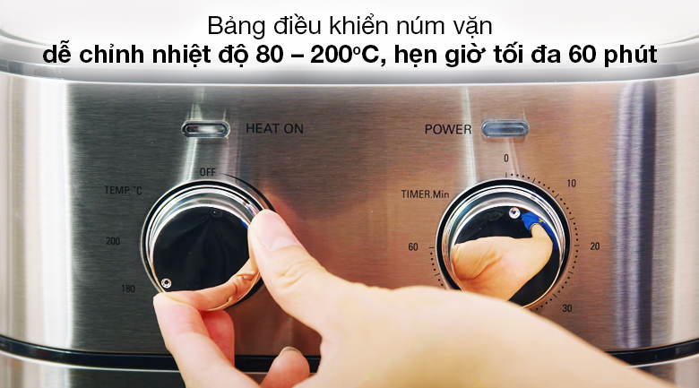 Nồi chiên không dầu Kalite Q5 5 lít - Bảng điều khiển cơ núm vặn