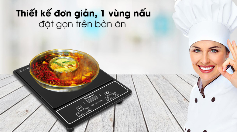Bếp hồng ngoại Kangaroo KG20IFP1 - Thiết kế đơn giản, màu đen mạnh mẽ