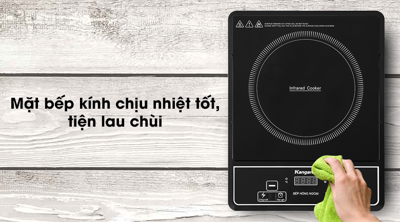 Bếp hồng ngoại Kangaroo KG20IFP1 - Mặt bếp bằng kính chịu nhiệt bóng đẹp