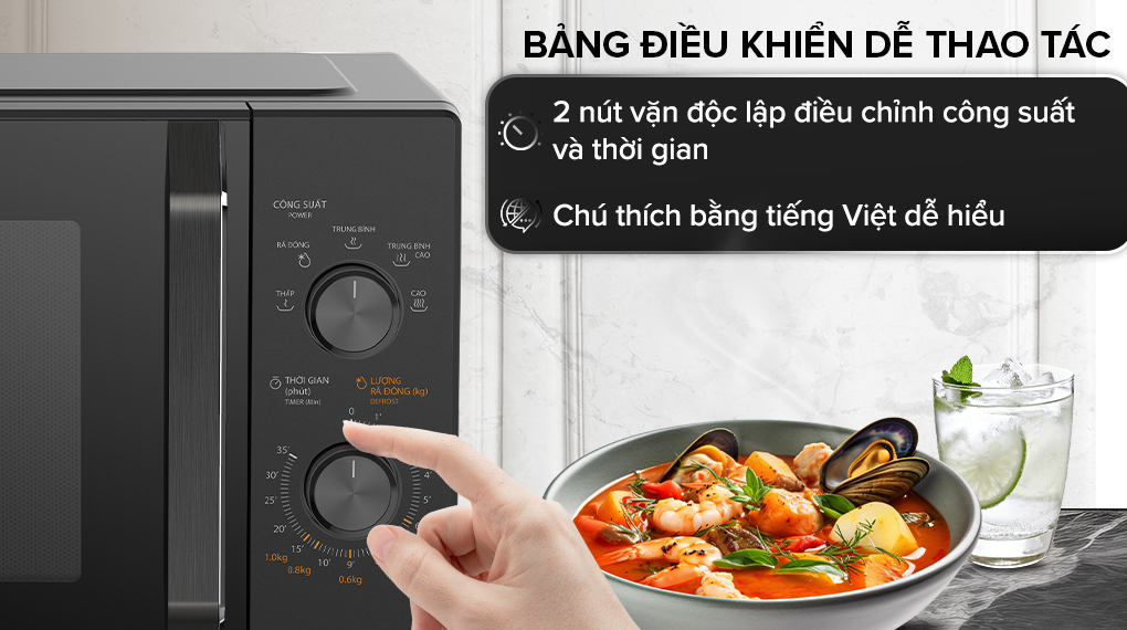 Lò vi sóng Toshiba MW3-MM25PE(BK) 25 lít - Bảng điều khiển