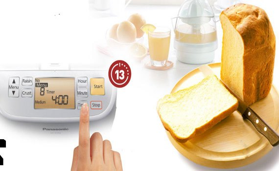 Máy làm bánh mì panasonic SD-P104WRA chức năng hẹn giờ thông minh