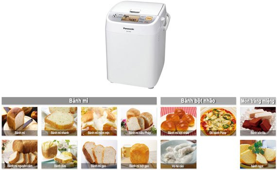 Máy làm bánh mì panasonic SD-P104WRA13 thực đơn phong phú