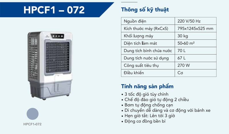Máy làm mát không khí Hòa Phát HPCF1-072 - Hàng chính hãng