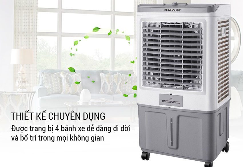 Máy làm mát không khí Sunhouse SHD7757 có thiết kế bánh xe dễ di chuyển