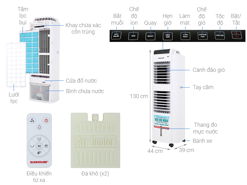 Thông số kỹ thuật Quạt điều hòa Sunhouse SHD7738
