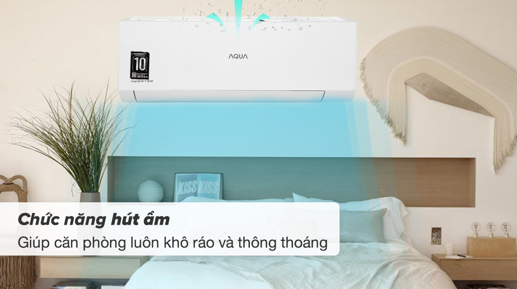 Máy lạnh Aqua Inverter 1 HP AQA-RV9QA - Chức năng hút ẩm giúp căn phòng luôn khô ráo, phù hợp sử dụng cho ngày trời ẩm ướt